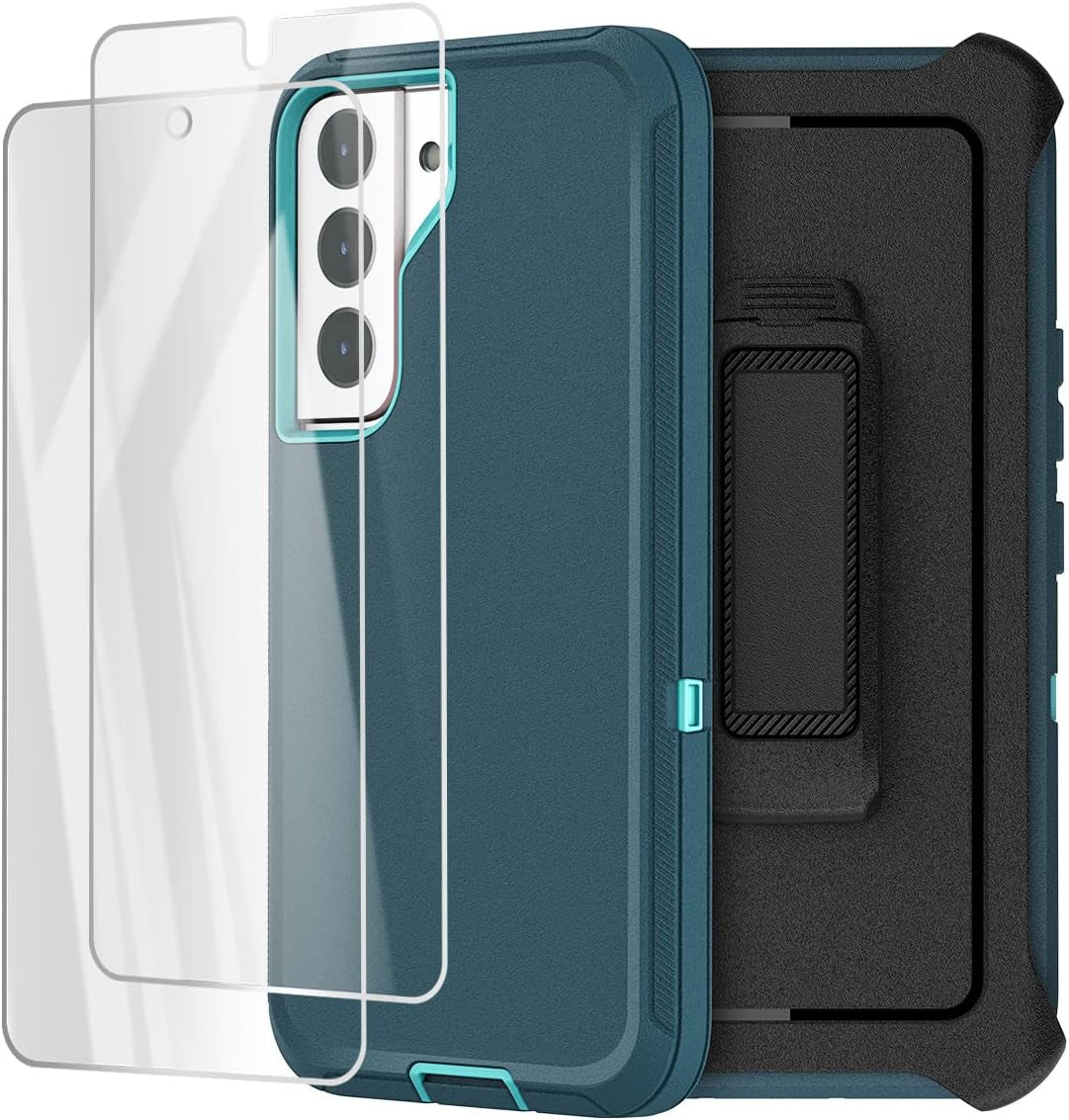 Aicase for Samsung Galaxy S22 Case with Screen Protector,Heavy Duty Drop Protection Full Body Rugged Shockproof/Dust Proof Military Protective Tough Durable Phone Cover for Samsung S22 6.1“_5  AICase Dark Blue/Pink+Belt  