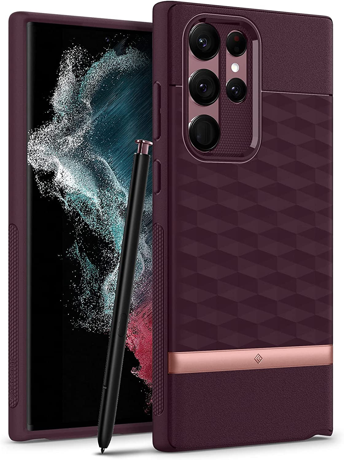 Caseology Parallax for Galaxy S22 Ultra Case Enhanced Ergonomic Design - Indi Pink  Spigen Burgundy  