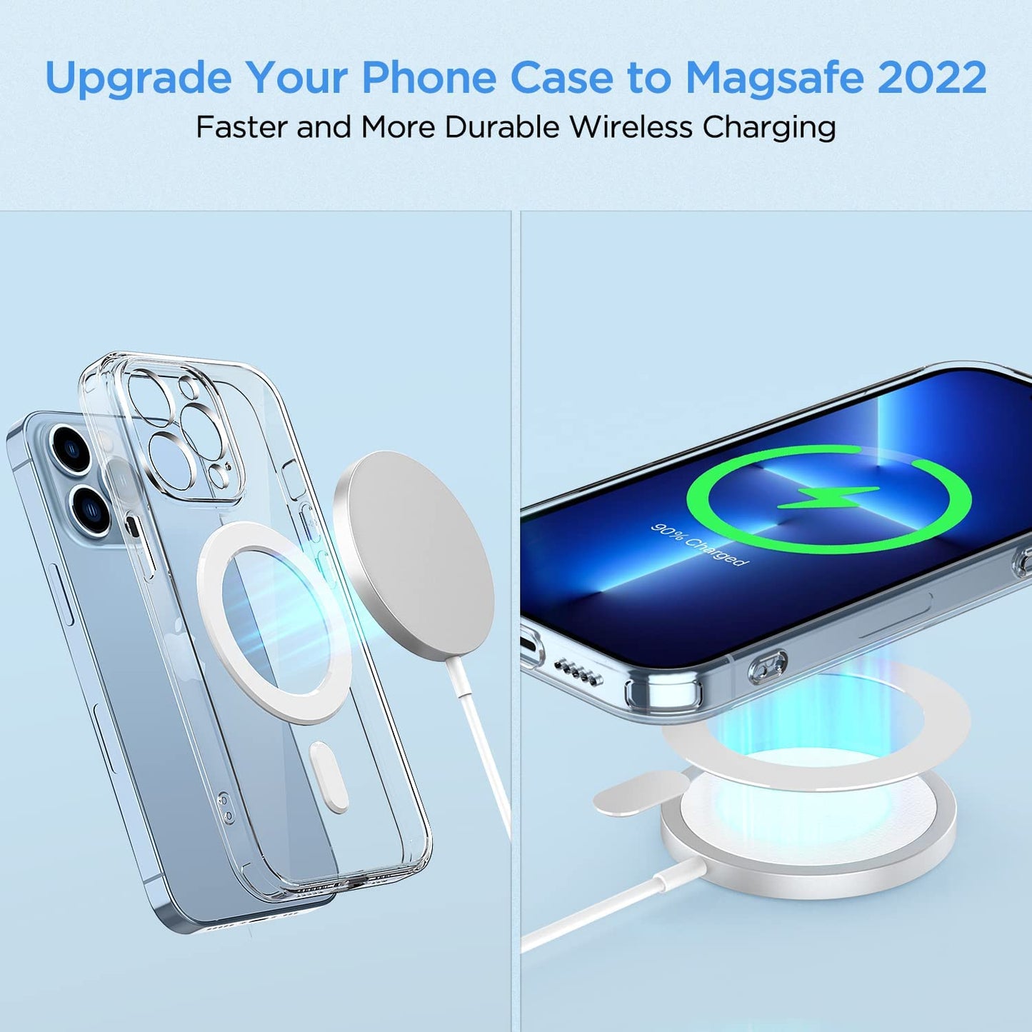 OUTXE Magnetic Adapter Ring 2 Pack, Universal Magnet Sticker Compatible with Magsafe Accessories & Wireless Charging for Iphone 14/13/12/11 Mini Pro Max, Galaxy S22/S21 Fe Ultra and Phone Case -White  OUTXE   