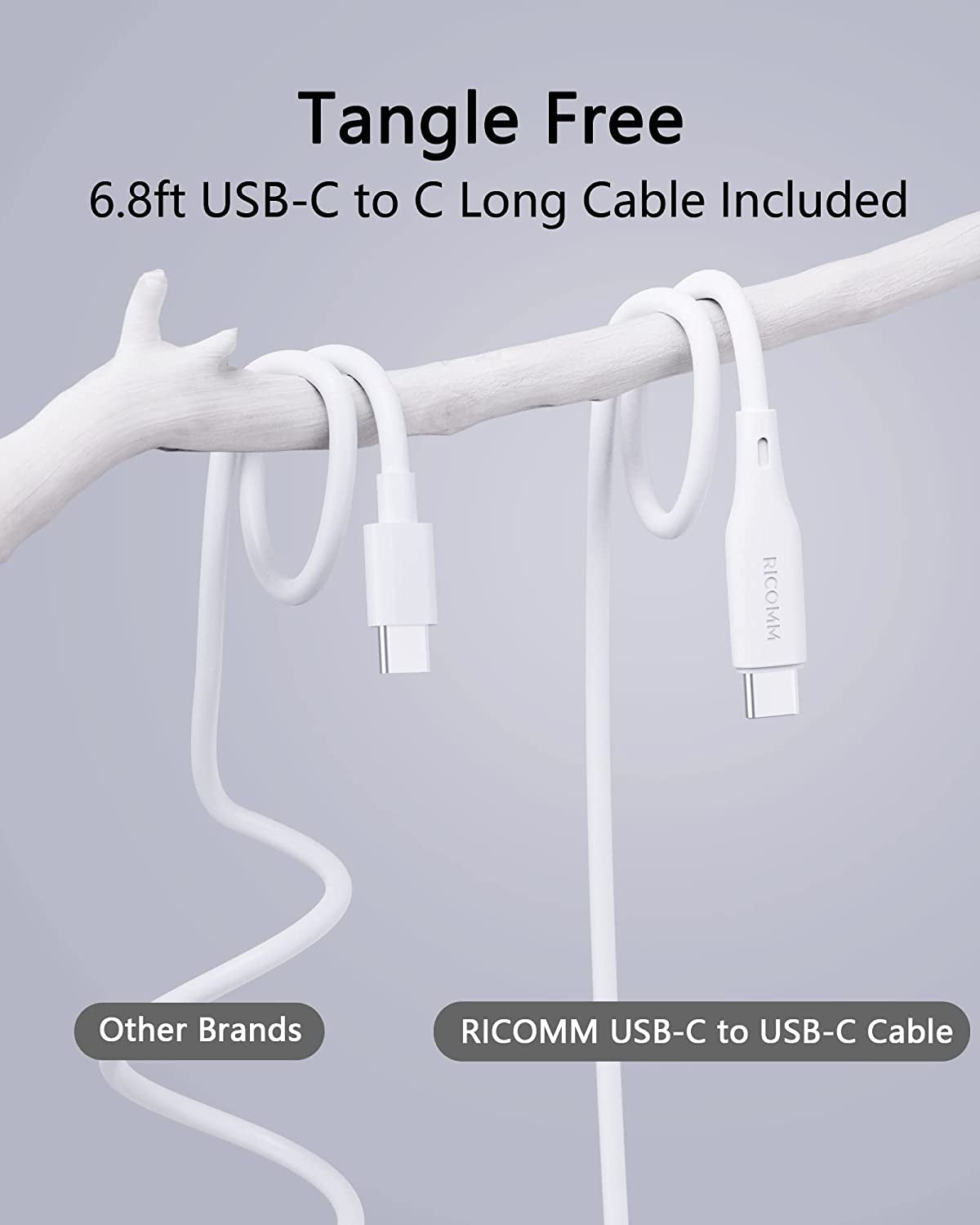 USB C Charger 65W, RICOMM Gan PPS Fast Charger Adapter Kit (Soft Silicone Cable Included) Travel Wall Charger Foldable Plug for Macbook, Iphone Pro Max, Ipad, Airpods, Samsung Galaxy S22/S20/S10  Guangdong Huasheng Electronic Technology co.,Ltd   
