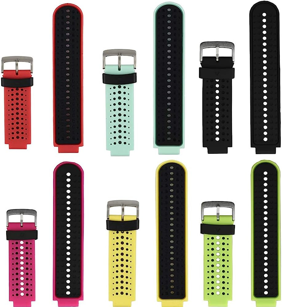 Honecumi Bands Compatible with Garmin Approach S20/ S5/ S6/Forerunner 220/230/ 235/235Lite/ 620/630/ 735/735XT Smart Watchband Wrist Band Strap for Men Women,Soft Silicone Colorful Band Accessory  honecumi 6 Pcs-Solid Bands A  