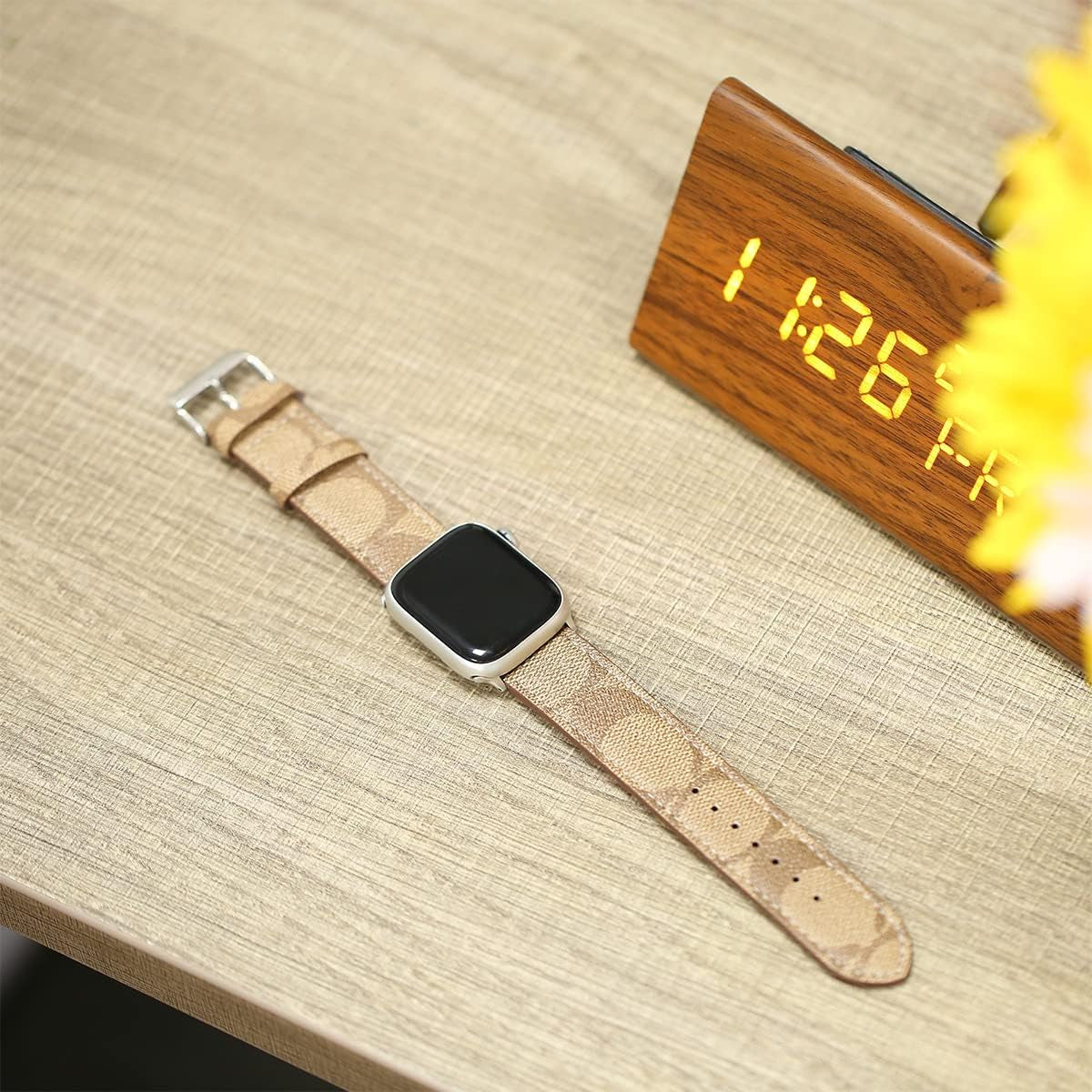 Designer Apple Watch Band Compatible with Apple Watch Leather Band, Luxury Designer Replacement Strap for Iwatch Series 8/7/6/5/4/3/2/1/SE2/SE  YUOPBUGO   