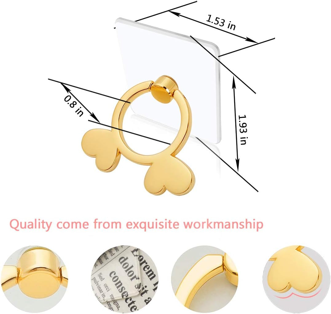 The Garnish Transparent Cell Phone Ring Holder-(2 Pack) 360 Degree Rotation Gold Phone Ring Holder Clear Stand Finger Ring Kick-Stand Compatible Various Mobile Phones or Phone Cases  winnefun   
