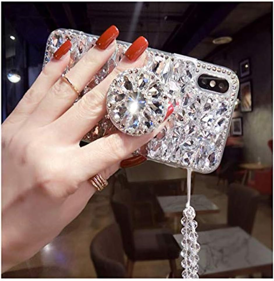 Case for Oneplus Nord N300 5G,Oneplus Nord N300 Case,Diamond Kickstand 3D Handmade Bling Diamond Glitter Phone Case for Oneplus Nord N300 5G 2022 (White)  Aikukiki   