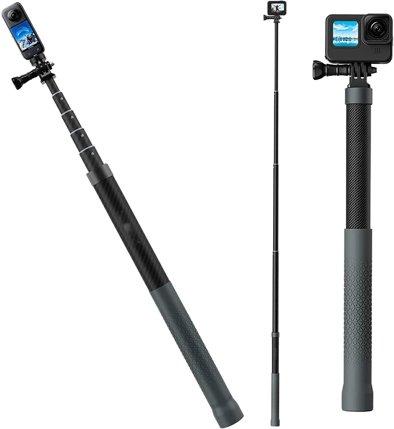 Selfie Stick Long Pole Invisible 120Cm/47.2 Inch Compatible with Gopro 11/10 / 9/8 /Max/7/6/5，Insta 360 One R/Rs X2/X3, Osmo Action 2/3, Carbon Fiber Lightweight Pole Monopod Upgraded Selfie Stick  GUEDIEO   