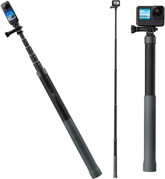 Selfie Stick Long Pole Invisible 120Cm/47.2 Inch Compatible with Gopro 11/10 / 9/8 /Max/7/6/5，Insta 360 One R/Rs X2/X3, Osmo Action 2/3, Carbon Fiber Lightweight Pole Monopod Upgraded Selfie Stick  GUEDIEO   
