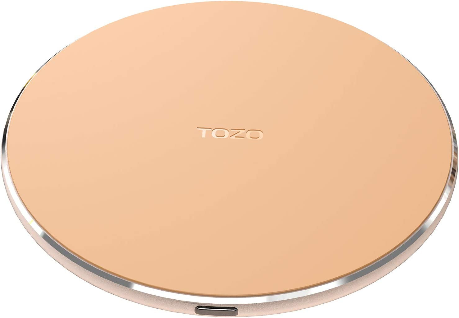 TOZO W1 Wireless Charger 10W Thin Aviation Aluminum Computer Numerical Control Technology Fast Charging Pad Black (NO AC Adapter)  TOZO Champagne M-100mm 
