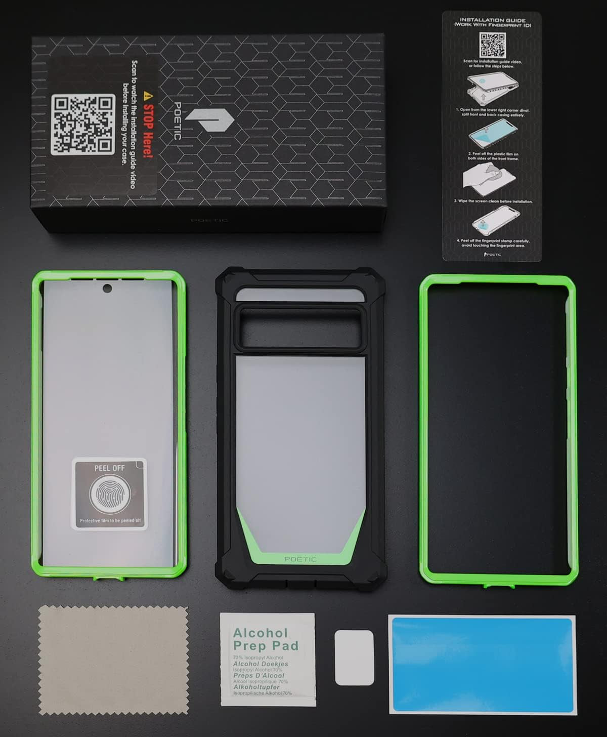 Poetic Guardian Case Designed for Google Pixel 6 Pro 5G, Built-In Screen Protector Work with Fingerprint ID, Full Body Hybrid Shockproof Bumper Cover Case, Green/Clear  Poetic   