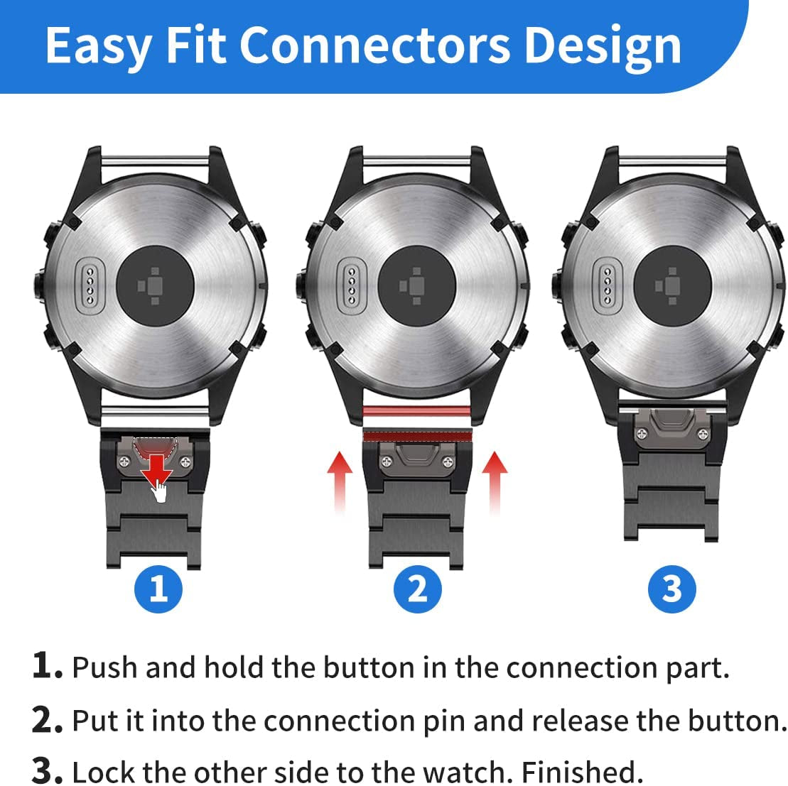 Pencoda for Garmin Fenix 7/6 Pro/5 Plus/Epix 2 Band, 22Mm Titanium Metal Quick Release Easy Fit Watch Bands for Garmin 7/5 plus 6 Pro/Forerunner 935/945/Epix Gen 2 Smartwatch Band (Black)  Pencoda   