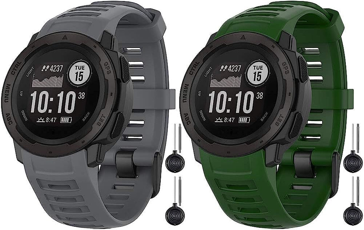 Vozehui Bands Compatible with Garmin Instinct Sports GPS, Soft Silicone Adjustable Replacement Wristbands for Garmin Instinct/Instinct Tide/Instinct Tactical  Vozehui Gray+Green  