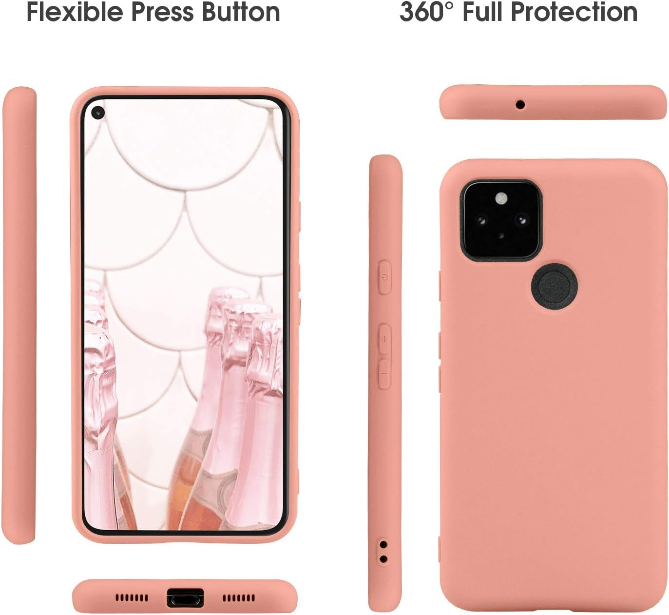 ABITKU Compatible with Google Pixel 4A 5G Case,Slim Silicone Gel Rubber Case Cover (With Microfiber Lining) Full Body Shockproof Design for Google Pixel 4A 5G 6.2 INCH (Pink)  abitku   