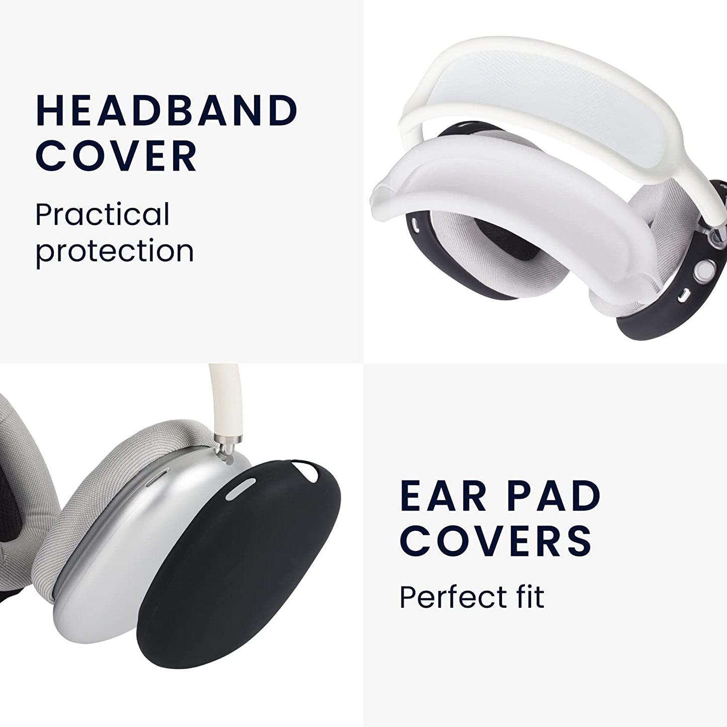 Kwmobile Silicone Headband and Ear Pads Cover Set Compatible with Apple Airpods Max - Covers - White/Black  KW-Commerce   