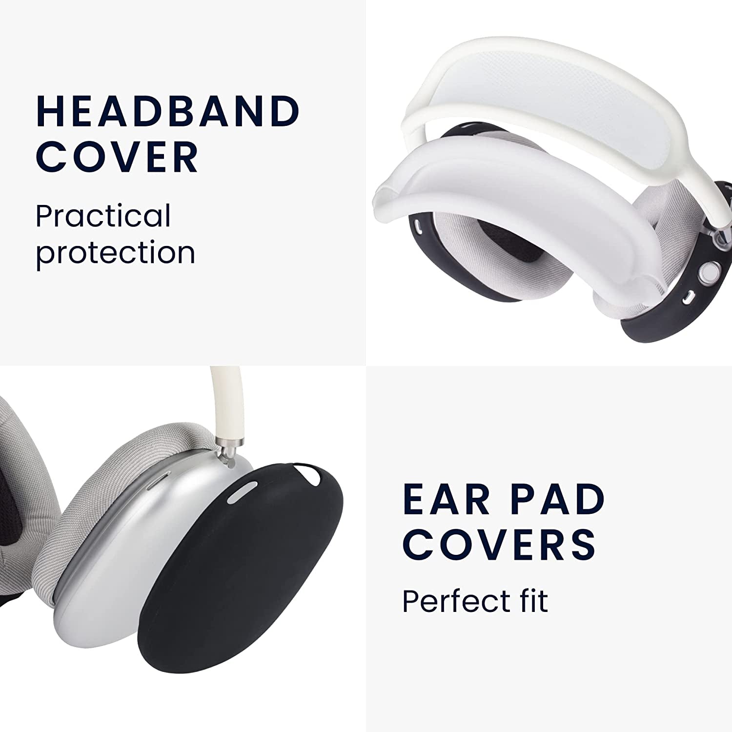 Kwmobile Silicone Headband and Ear Pads Cover Set Compatible with Apple Airpods Max - Covers - White/Black  KW-Commerce   