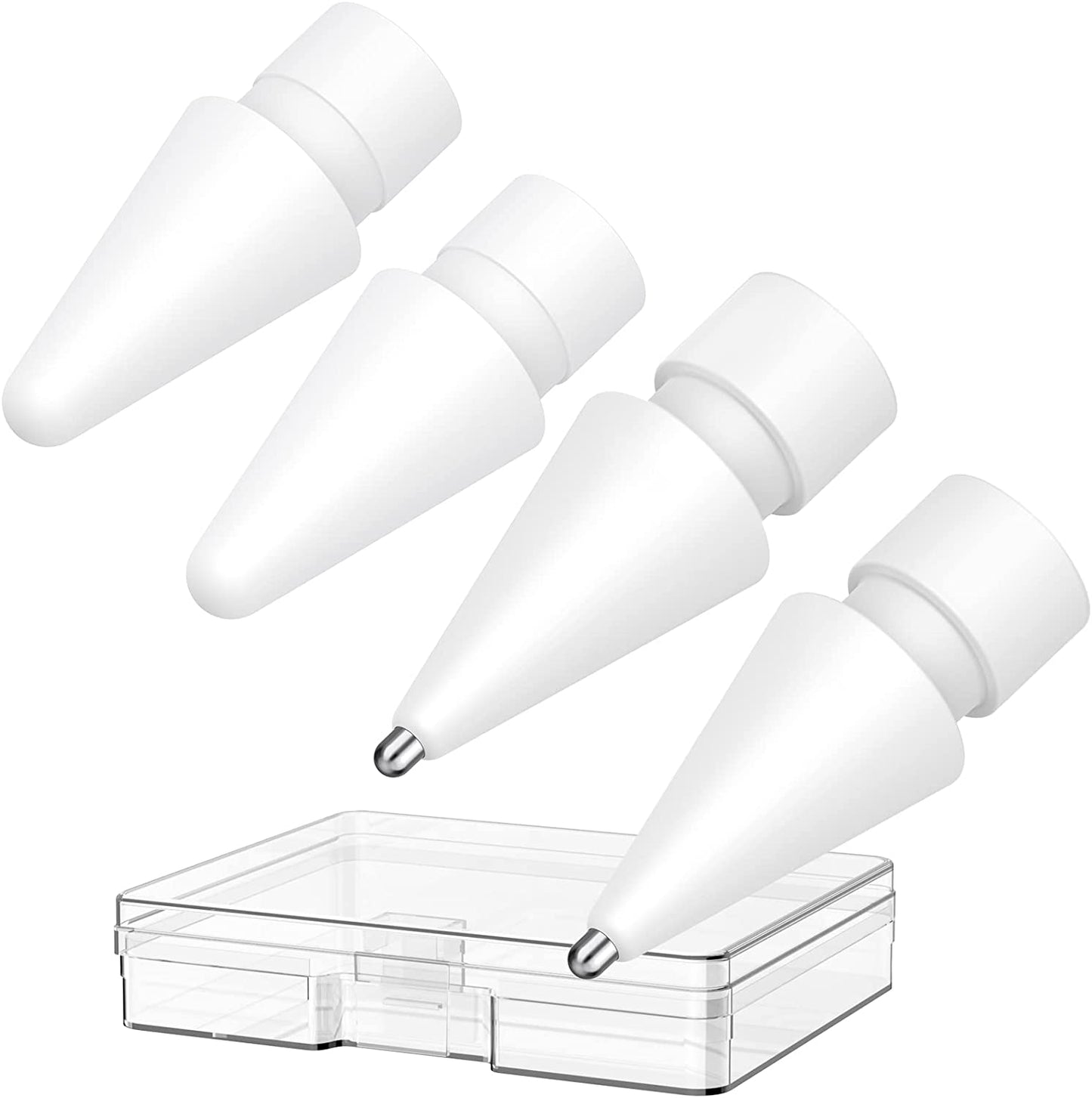 Delidigi 2 Pack Pencil Tips for Apple Pencil 2Nd Gen and 1St Gen, Upgraded Metal Wear-Resistant Pen like Tips, Fine Point Precise Control Tips for Apple Pencil (White 1.3Mm)  Delidigi White-4pack  