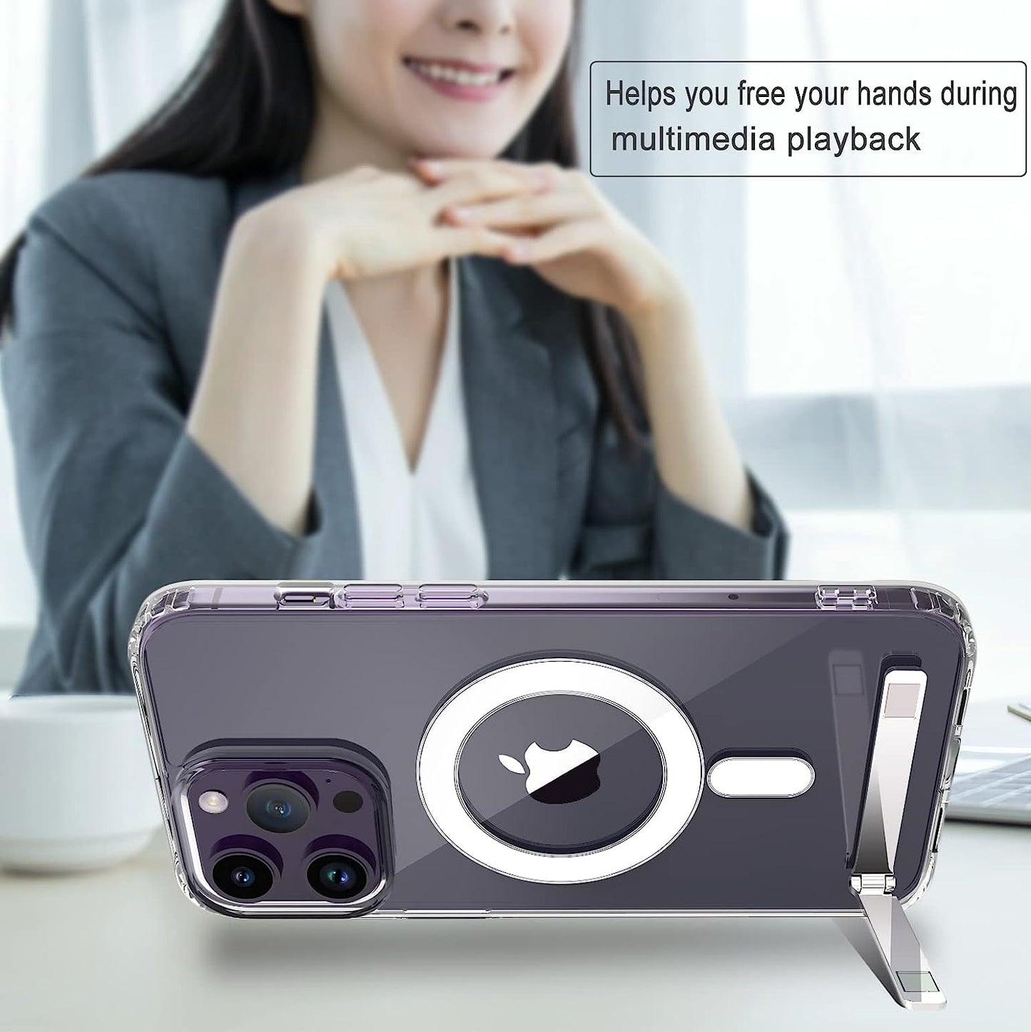 Chitri Compatible for Iphone 14 Pro Max Case Clear,[Compatible with Magsafe Wallet] [Three-Way Stand Magnetic Case] Compatible with Magsafe Charger Hard PC Back Slim Shockproof Protective Case  chitri   