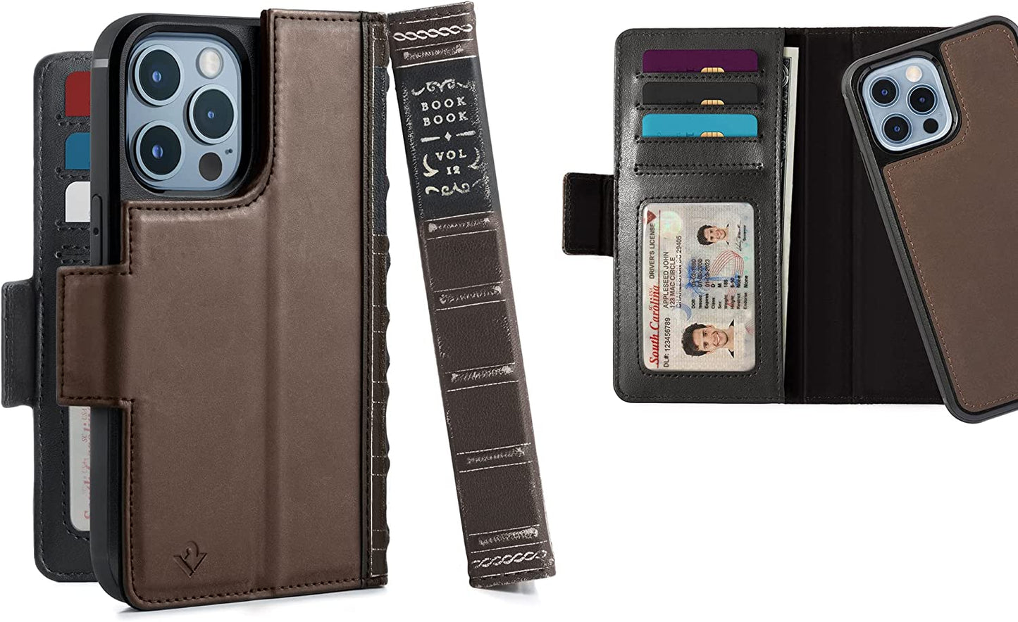 Twelve South Bookbook for Iphone 14 plus | Magsafe Compatible Full-Grain Leather Wallet Case with Display Stand + Removable Stand-Alone Leather Accent Case, Brown  Twelve South Brown BookBook iPhone 13 Pro