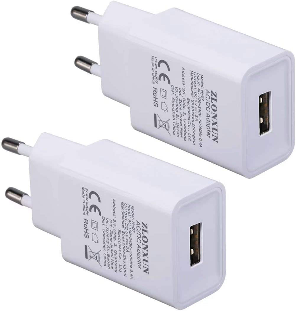 European Charger Adapter 2-Pack 5V/2A EU Charger Plug Power Adapter for Iphone,Samsung Galaxy,Huawei,Xiaomi,Lg,Motorola,Htc Etc.  Shenzhen Zhonghui Electronics Co.,Ltd.   
