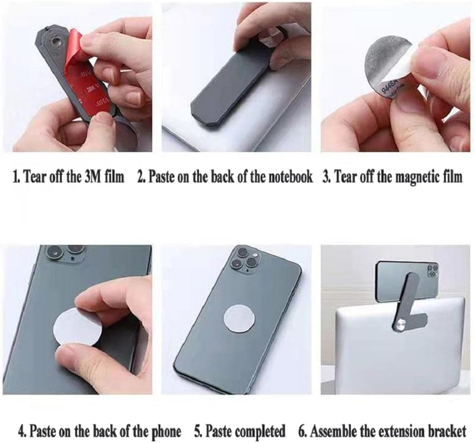 Magnetic Phone Holder for Laptop, Adjustable Foldable Monitor Side Mount Clip, Portable Expansion Bracket for Smartphone. (Black)  High3Up   