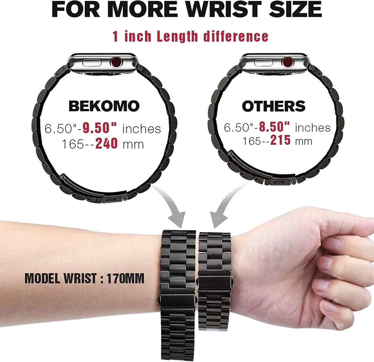 Bekomo Compatible with Apple Watch Band 49Mm 44Mm 45Mm 42Mm 40Mm 38Mm 41Mm, Stainless Steel Metal XL Large Iwatch Bands with 2 Pack Tempered Glass Screen Case for Series Ultra 8/7/6/5/4/3/2/1/SE for Men  Bekomo   