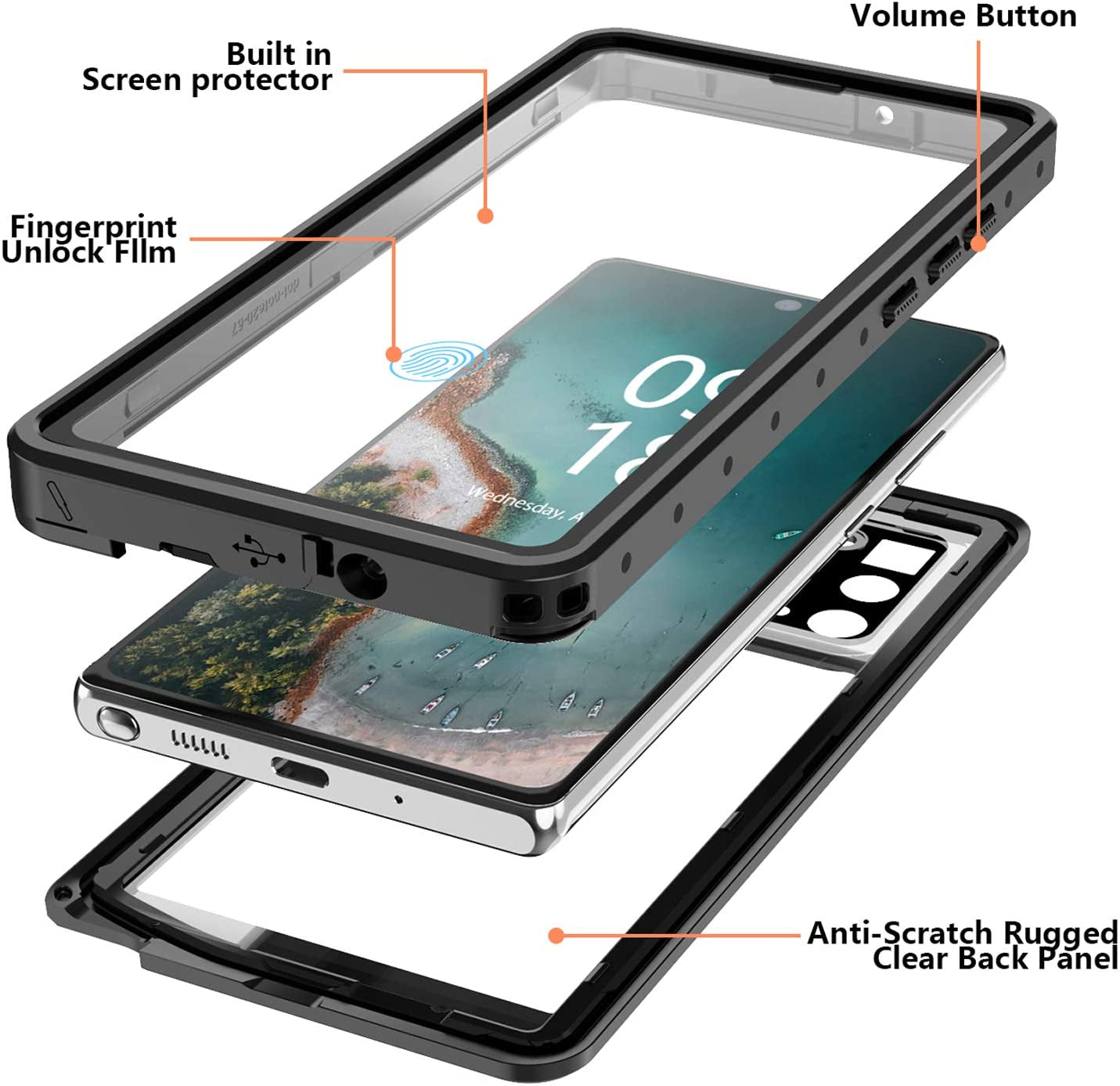 ANTSHARE for Samsung Galaxy Note 20 Case Waterproof, Built in Screen Protector 360° Full Body Heavy Duty Protective Shockproof IP68 Underwater Case for Samsung Galaxy Note 20 6.7Inch(Black)  ANTSHARE   