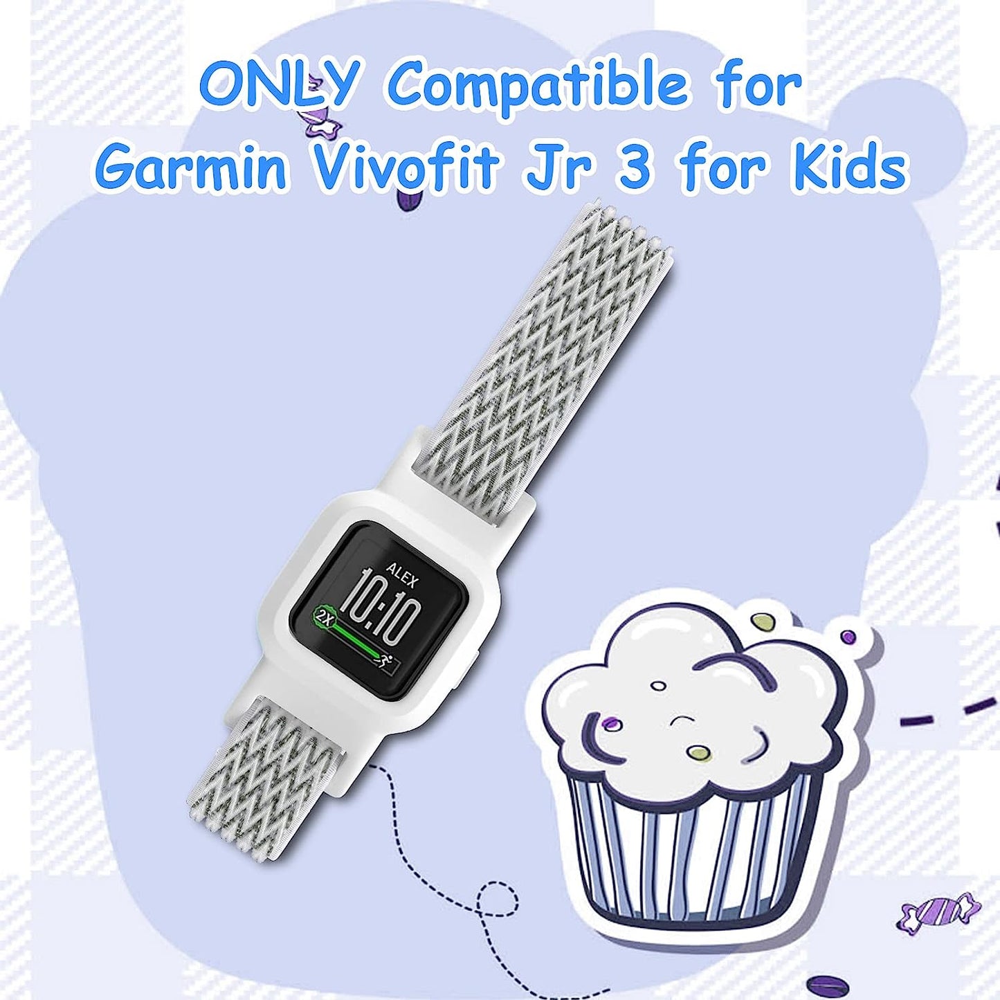 Eseekgo Elastic Bands Compatible with Garmin Vivofit Jr 3 Bands for Kids, Colorful Nylon Stretchy Loop Straps with Protective Case Adjustable Replacement Bands Accessories for Girls Boys  eseekgo   