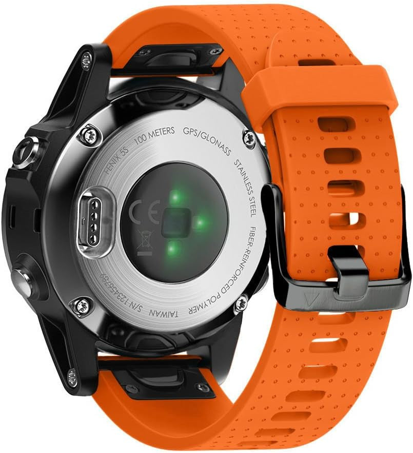 ANCOOL Compatible with Fenix 5S Bands Easy Fit 20Mm Silicone Watch Bands Replacement for Fenix 7S/D2 Delta S/Fenix 6S/Fenix 6S Pro/Fenix 5S plus Smartwatches (Black)  ANCOOL Black Buckle-Orange  