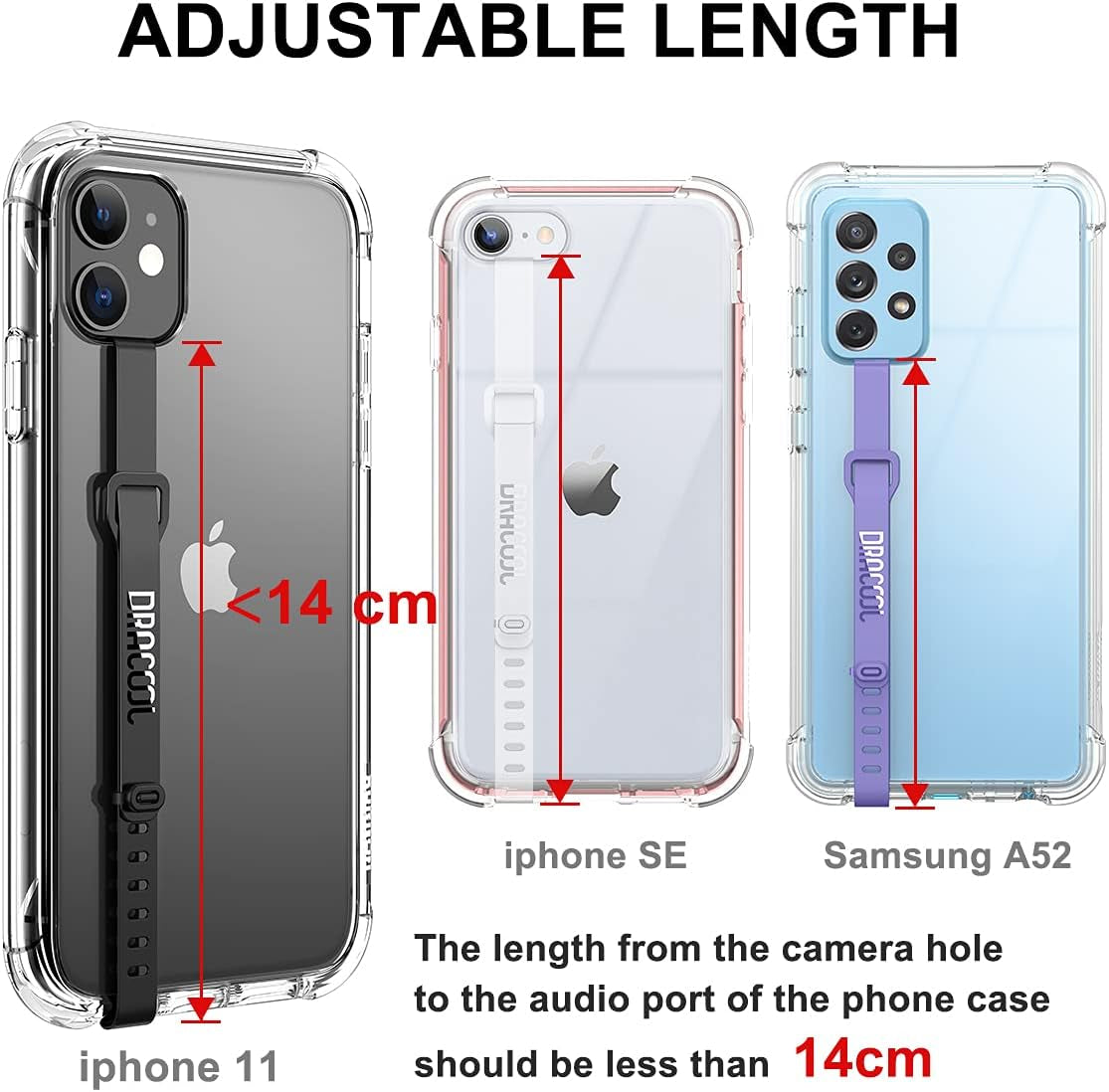 Dracool 2 PCS Silicone Phone Strap Cell Phone Grip Loop Elastic Stretching Band Hand Finger Holder Secure Slim Universal for Galaxy & Iphone Case Most Smart Phone Cases - Transparent  Dracool   