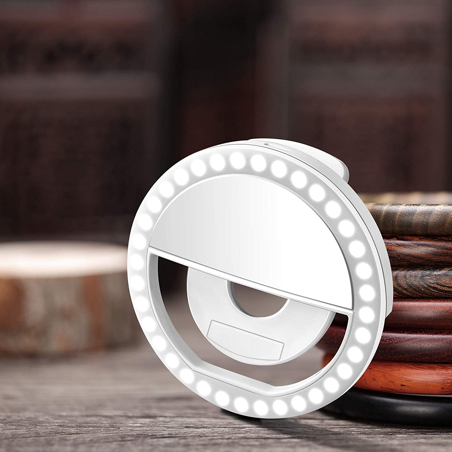 Selfie Ring Light, XINBAOHONG Rechargeable Portable Clip-On Selfie Fill Light with 36 LED for Iphone/Android Smart Phone Photography, Camera Video, Girl Makes up (White)  XINBAOHONG   