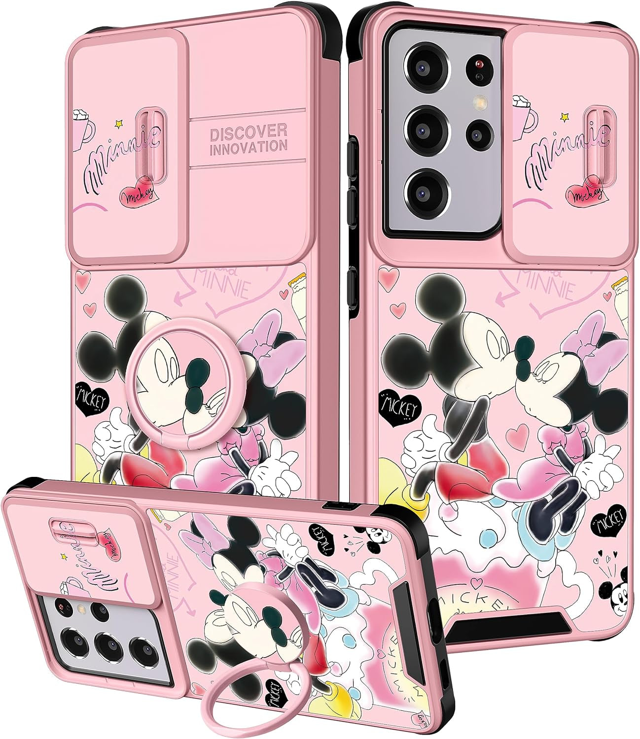 Oqpa for Samsung Galaxy S21 Ultra Case Cute Cartoon S21 Ultra 5G Case for Women Girly Girl Kawaii Funny Unique Cases with Camera Cover+Ring Holder for Galaxy S21 Ultra, Heart Skull  meitong2020 3-Minn Miqi  