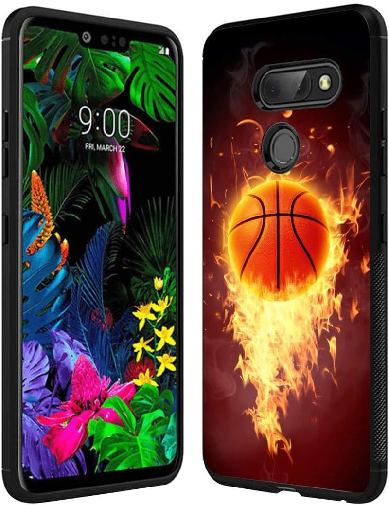 Yqci Designed for LG G8 Thinq Case Custom Christmas Tree 1 Pattern Cover Case,Shockproof Full Body Protective Phone Case Compatible with LG G8 Thinq  YQCi Basketball Fire  