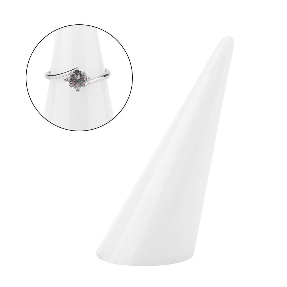 Salmue 5Pcs Plastic Finger Cone Ring Stand, Single Finger Display Ring Holder Showcase Stand Jewelry Rings Organizer, White Ring Showing Organizer Exhibition Stand(White)  Salmue   