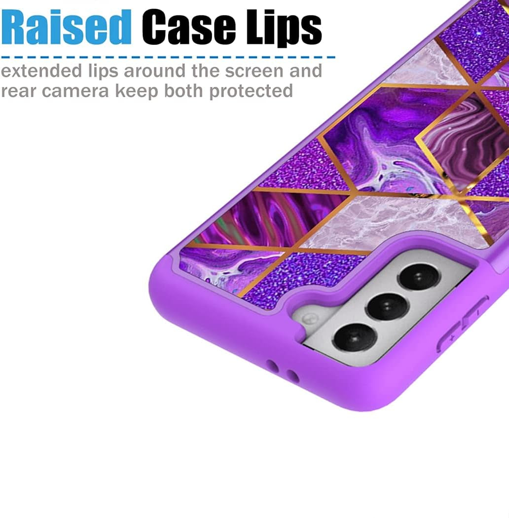Tothedu Case for Galaxy S21 plus 5G 6.7" Case, Samsung S21 plus (2021) Phone Case, Shock Absorption Dual Layer Heavy Duty Protective Cover Rugged Cases for Samsung Galaxy S21 plus (Purple/Marble)  Tothedu   