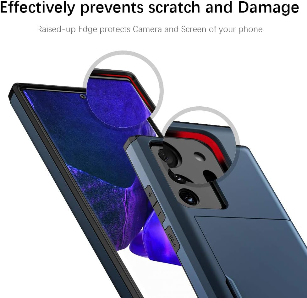 Note 20 Ultra Case, Jiunai Galaxy Note 20 Ultra Case Wallet Card Holder Back Cover Pocket Hybrid Dual Layer Protective Drop Protection anti Scratch Cell Phone Case for Samsung Galaxy Note20 Ultra Navy  Jiunai   