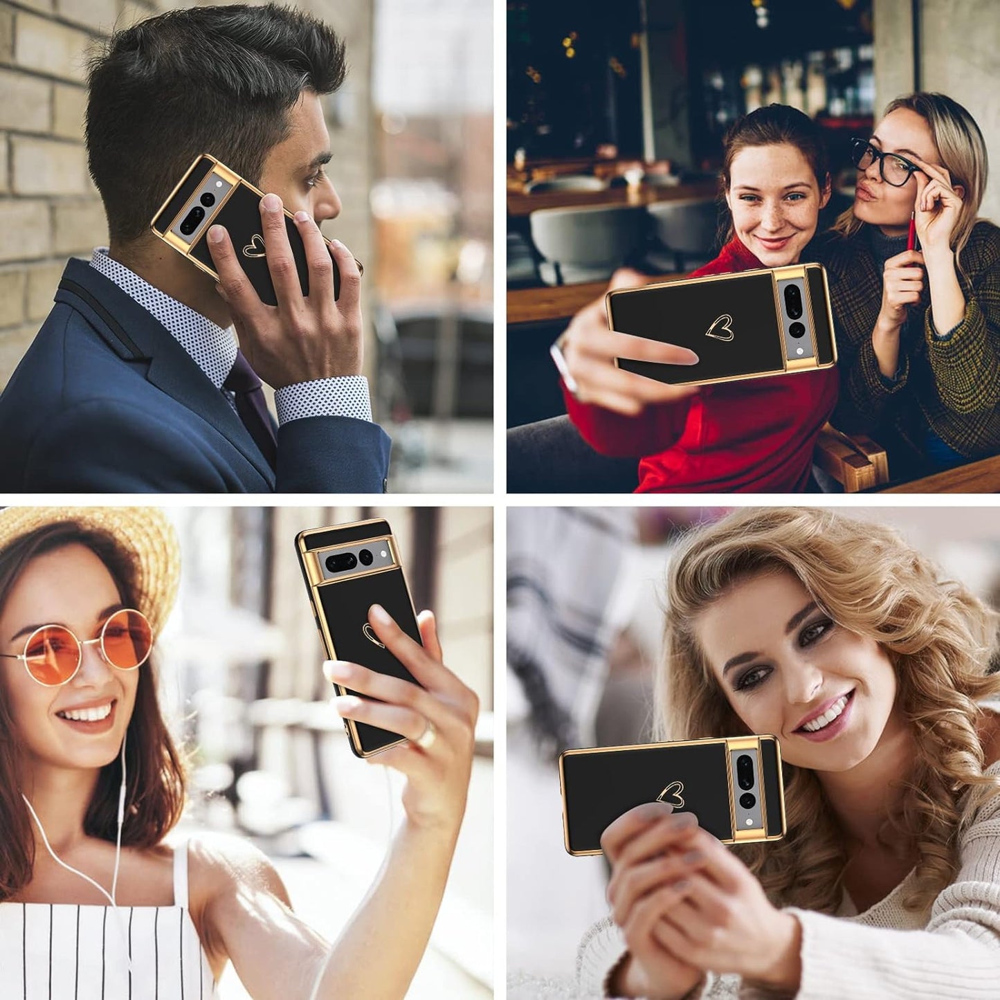 BENTOBEN Google Pixel 7 Pro Case, Google Pixel 7 Pro Phone Case Electroplating Heart Camera Protection Protective Slim Flexible Non-Slip Bumper Shockproof Google Pixel 7 Pro Case 6.7 Inch, Black  BENTOBEN   