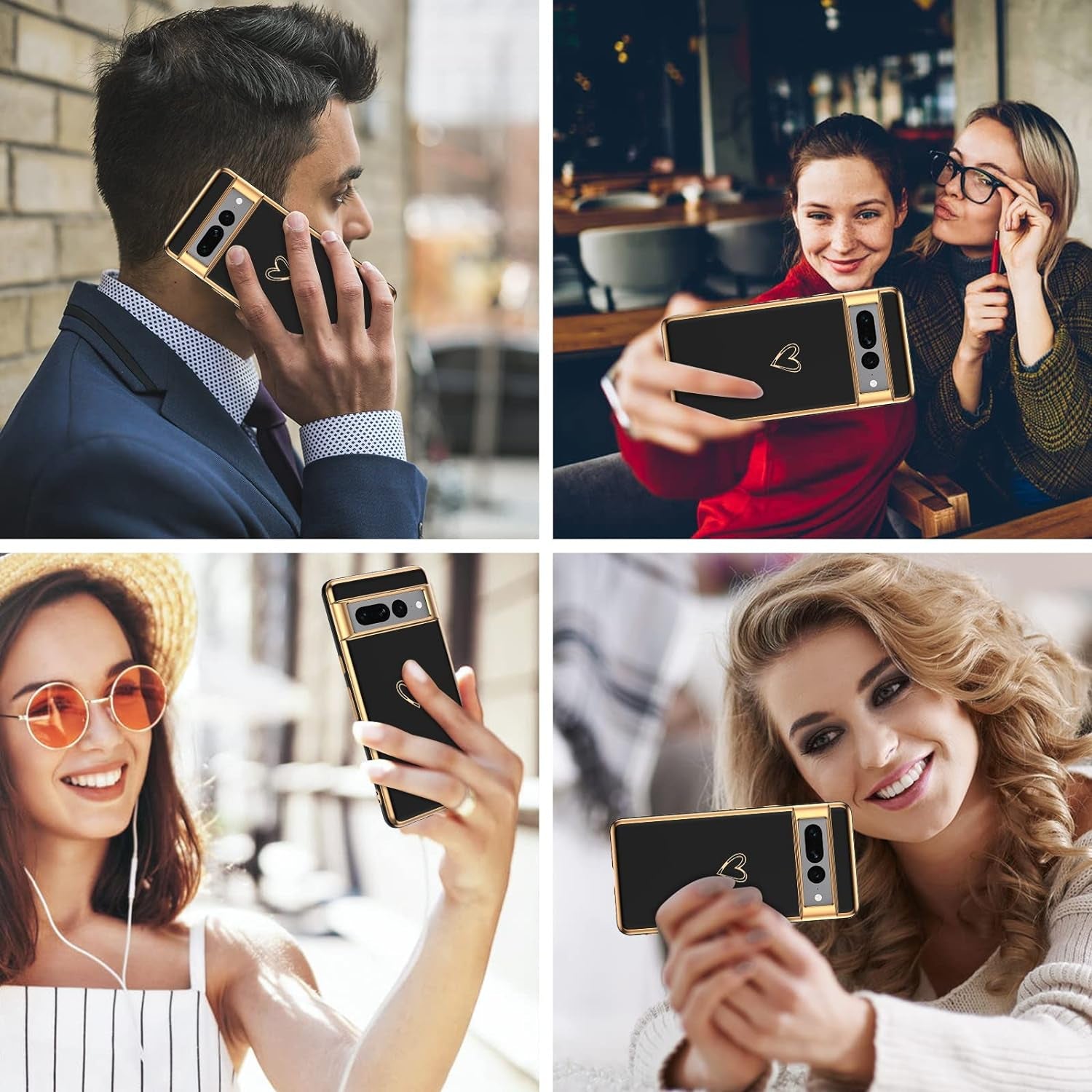 BENTOBEN Google Pixel 7 Pro Case, Google Pixel 7 Pro Phone Case Electroplating Heart Camera Protection Protective Slim Flexible Non-Slip Bumper Shockproof Google Pixel 7 Pro Case 6.7 Inch, Black  BENTOBEN   