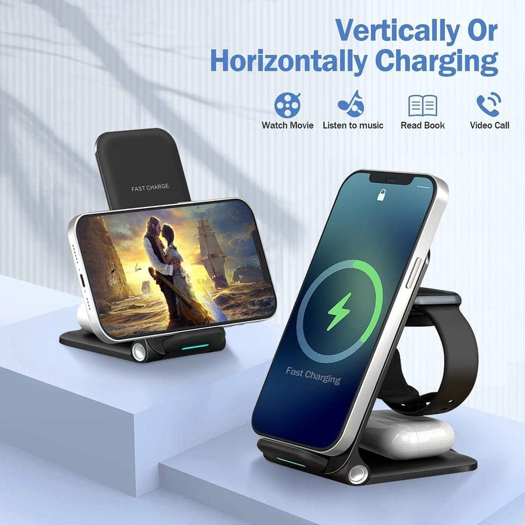 Wireless Charger,Foldable 3 in 1 Fast Wireless Charging Station,Wireless Charger Stand for Iphone 12/14/13/11/Pro/Max/Xs/Max/Xr/Xs/X,Airpods Pro/3/2,Iwatch Series 8/7/6/Se/5/4/3/2Etc  COZY HEDGEHOG top   