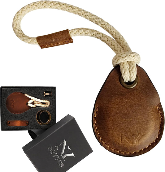 Airtag Holder & Keychain, Air Tag Tracker Leather, Airtags Case, Protective Cover Key & Screen Protector, GPS Pendant anti Scratch, Resistant Finder for Luggage, Wallet, Accessories Keyring (Brown)  Stella   