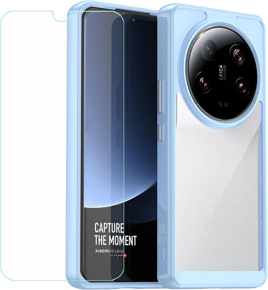 FZZSZS Case for Xiaomi 13 Ultra + Tempered Glass Screen Protector Protective Film,Slim Blue Protection Case Cover for Xiaomi 13 Ultra (6.73")  FZZSZS   