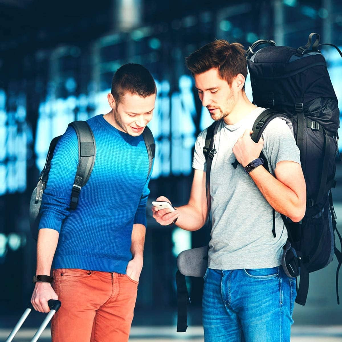 4 Pack Bands for Fitbit Charge 2,Silicone Fitness Sport Wristbands for Women Men Large(Black + Navy Blue + Dark Grey + Slate Blue)  SENGKOB   