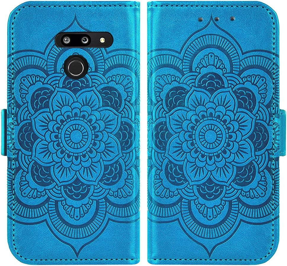 Asuwish Compatible with LG G8 Thinq Wallet Case and Tempered Glass Screen Protector Leather Flip Cover Card Holder Stand Cell Phone Cases for LGG8 Thin Q G 8 LG8 G8Thinq Lgg8Thinq 8G Women Men Blue  Asuwish   