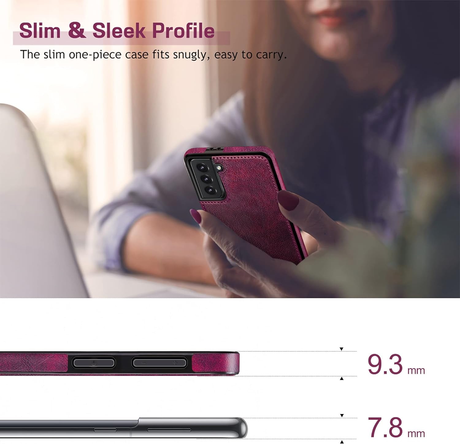 LOHASIC for Galaxy S22+ 5G Case, Luxury Elegant PU Leather Flexible Bumper Rugged Non-Slip Grip Shockproof Full Body Protective Cover Women Cases for Samsung Galaxy S22+ plus 6.6 Inch (2022) - Magenta  LOHASIC   