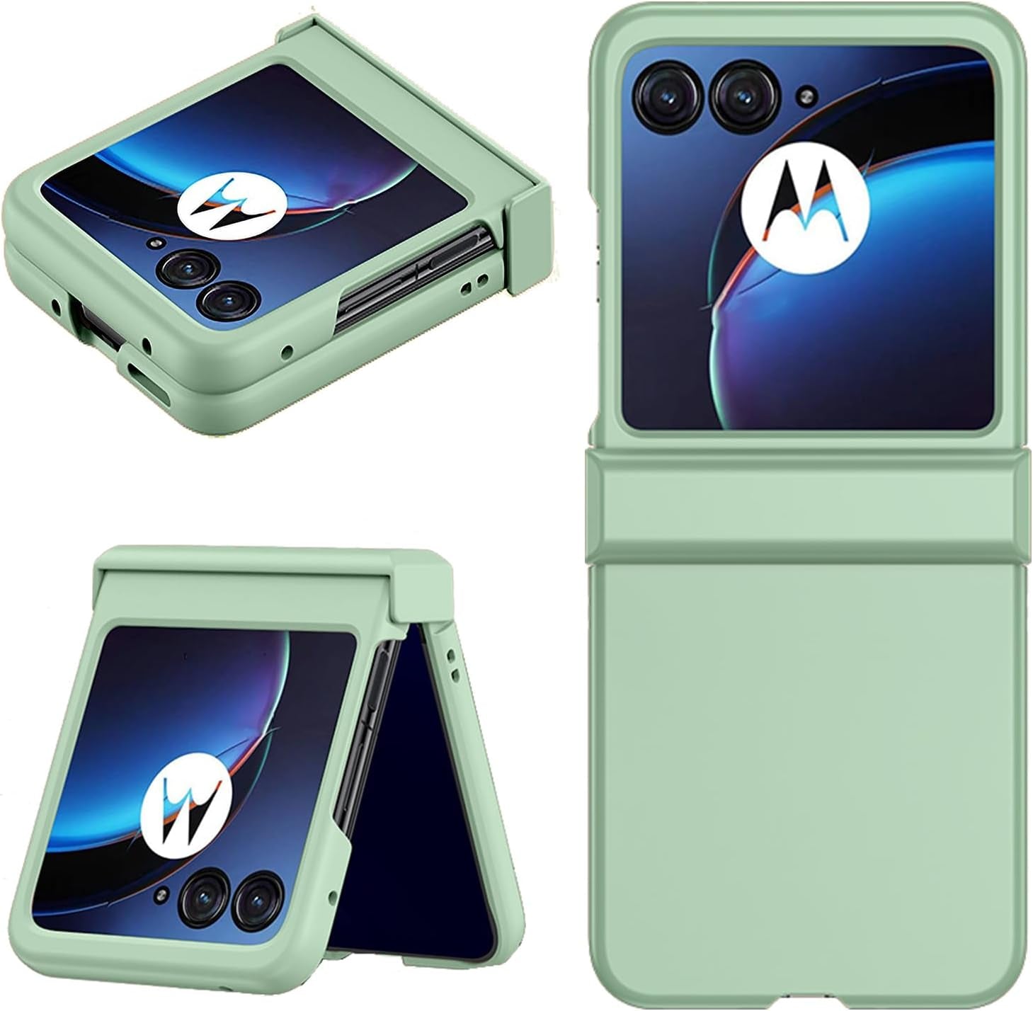 Designed Case for Moto Razr plus 2023 Case,[Full Cover Hinge Protection][Hard PC Slim Phone Case][Support Wireless Charging][Shockproof Anti-Slip] for Motorola Razr+ 2023 5G 6.9" (Apricot)  ZMPHG Mint Green  