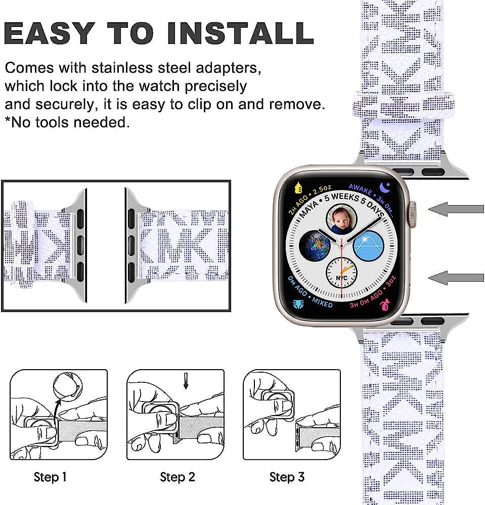 Designer Luxury Watch Band Compatible with Apple Watch 45Mm 44Mm 42Mm 41Mm 40Mm 38Mm, Soft Leather Replacement Strap Compatible with Iwatch Series 8/7/6/5/4/3/2/1/SE2/SE for Women Men  GIFUNA   