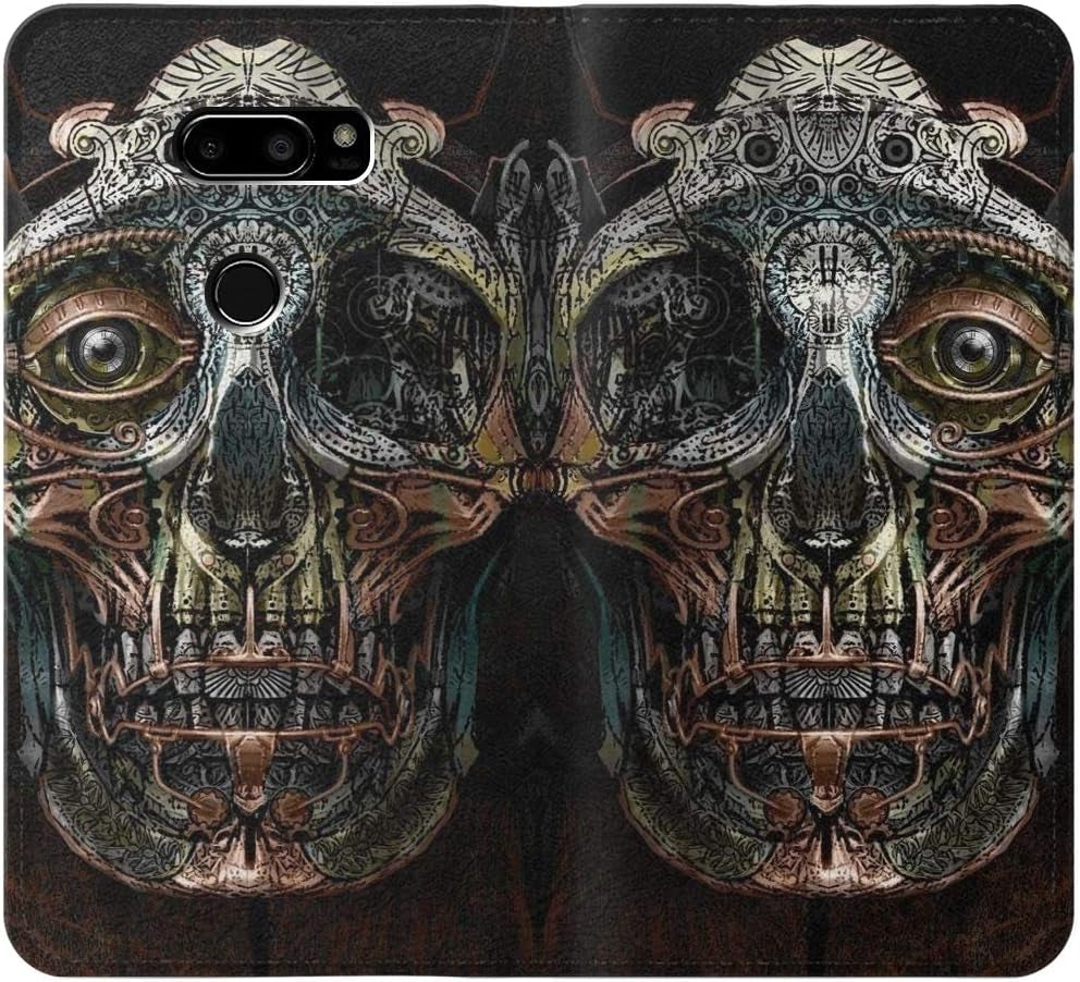 RW1685 Steampunk Skull Head PU Leather Flip Case Cover for LG V30, LG V30 Plus, LG V30S Thinq, LG V35, LG V35 Thinq  jjphonecase   