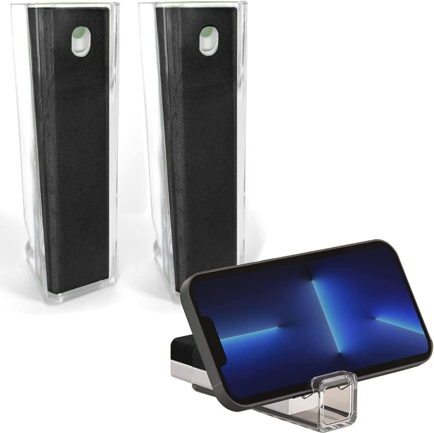 Acuvar 5 in 1 Cleaning Kit for Smartphone, Earbuds, Tablets, Laptops & Cameras Screen Cleaner Tool Kit with Cleaning Pen, Spray, Soft Brush, Sponge and Metal Tip for Charging Port, Speaker, Headphones  Acuvar Black 2 Pack 