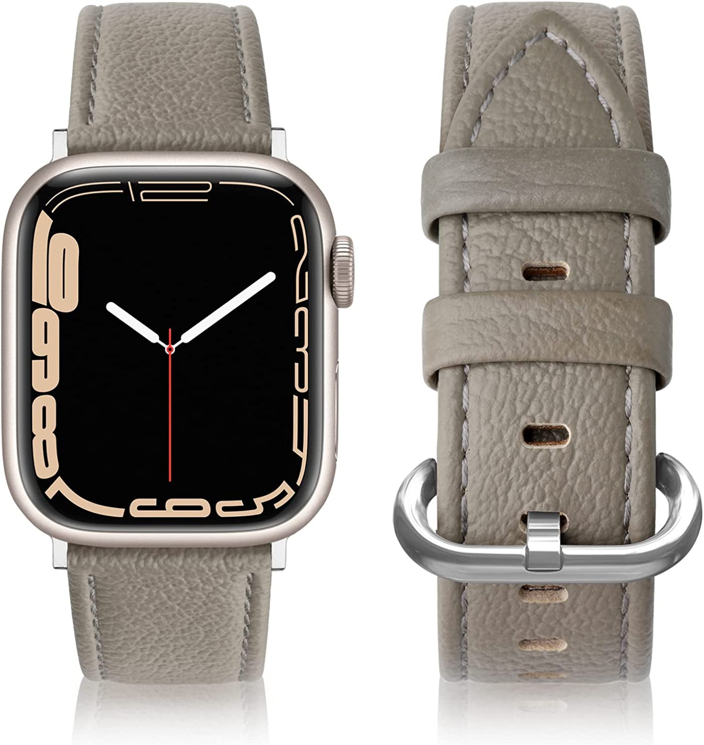 SWEES Leather Bands Compatible with Apple Watch Bands 41Mm 40Mm 38Mm Women Men, Genuine Leather Bands Replacement Strap for Apple Iwatch SE2 SE Series 8 7 6 5 4 3 2 1,Sports & Edition  SWEES Gray  