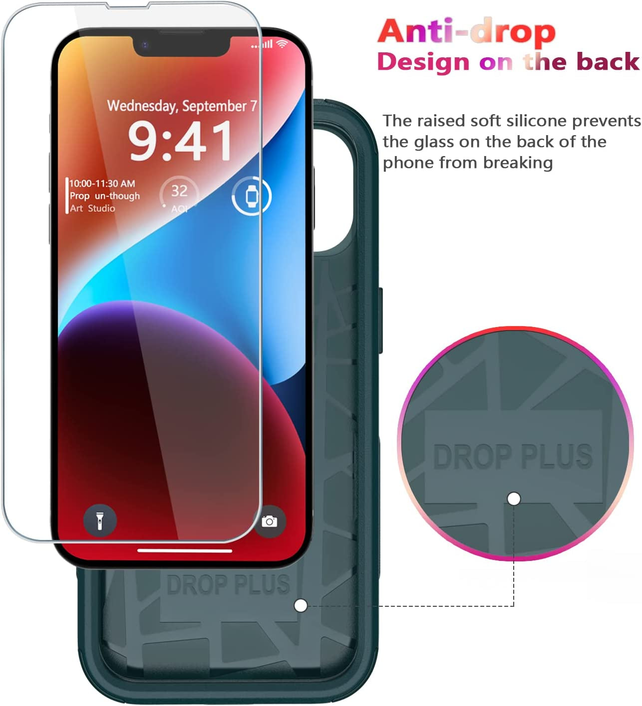 Diverbox for Iphone 14 Case [Shockproof] [Dropproof] [Tempered Glass Screen + Camera Lens Protector],Heavy Duty Protection Phone Case Cover for Apple Iphone 14 (Dark Green)  DiverBox   