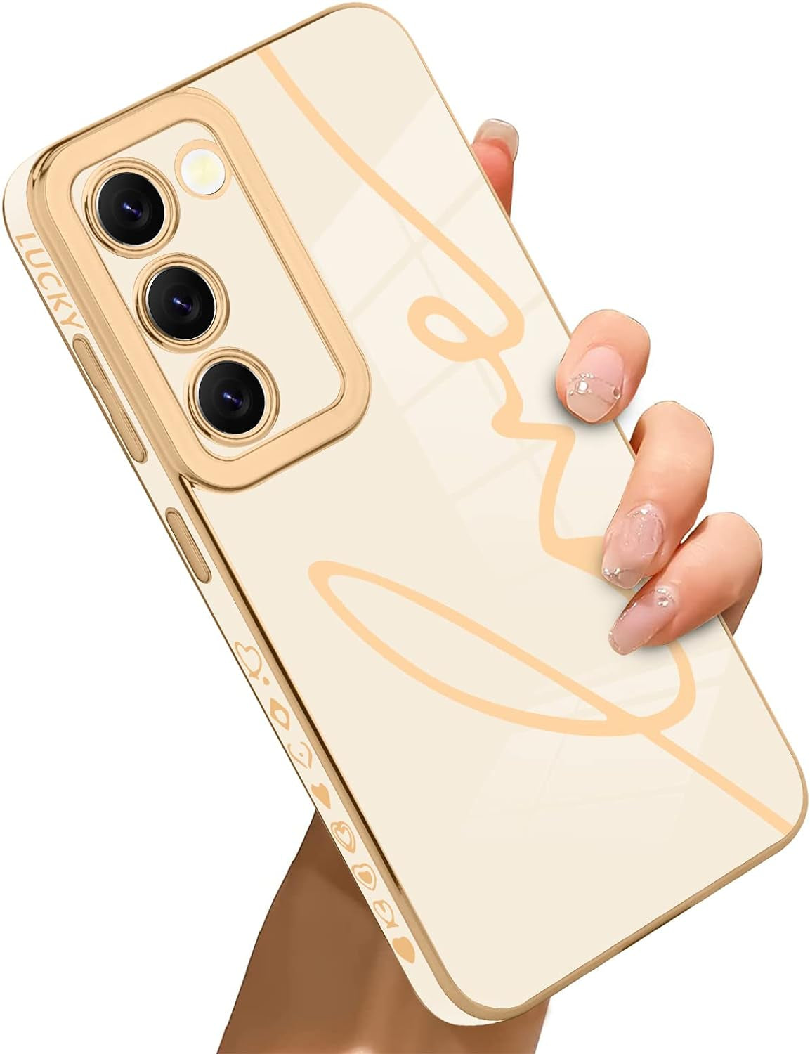 Bonoma for Samsung Galaxy S21 plus Case Love Letter Graphic Plating Electroplate Luxury Elegant Case Camera Protector Soft TPU Shockproof Protective Back Cover Galaxy S21 plus Case -Pink  Bonoma White  