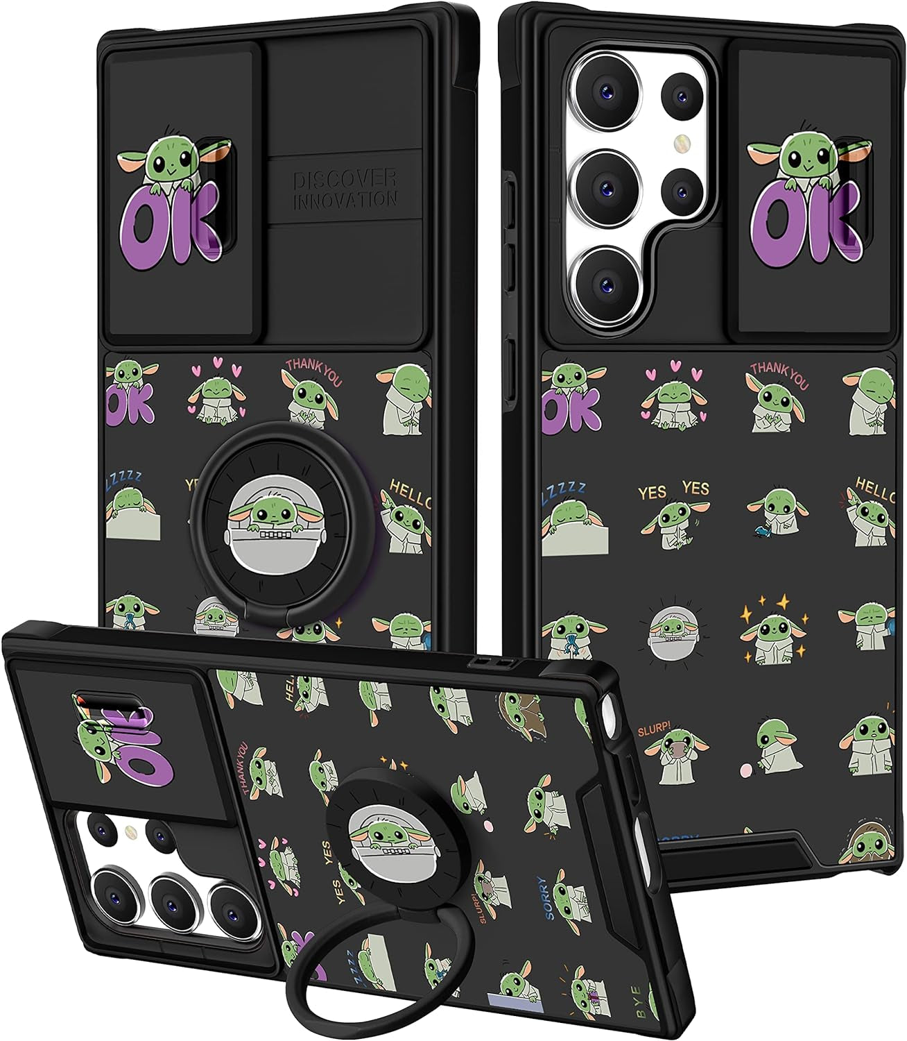 Oqpa for Samsung Galaxy S22 Ultra Case Cute Cartoon Case with Camera Cover+Ring Holder for Women Girly Girls Boys Kids Galaxy S22 Ultra Kawaii Funny Unique Case for Samsung S22 Ultra, Happy Miki  meitong2020 Youda  