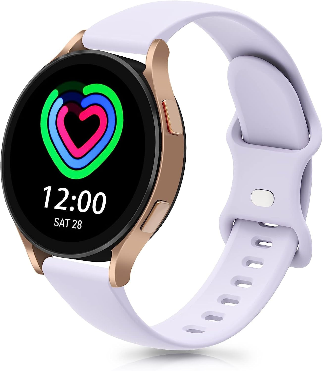 20Mm Watch Bands Compatible with Samsung Galaxy Watch 4/Classic Band 40Mm 42Mm 44Mm 46Mm, Watch Active 2 40Mm 44Mm/Watch 3 41Mm, Soft Silicone Breathable Bands Elastic Replacement Galaxy Strap  KingofKings Lavender 20MM 